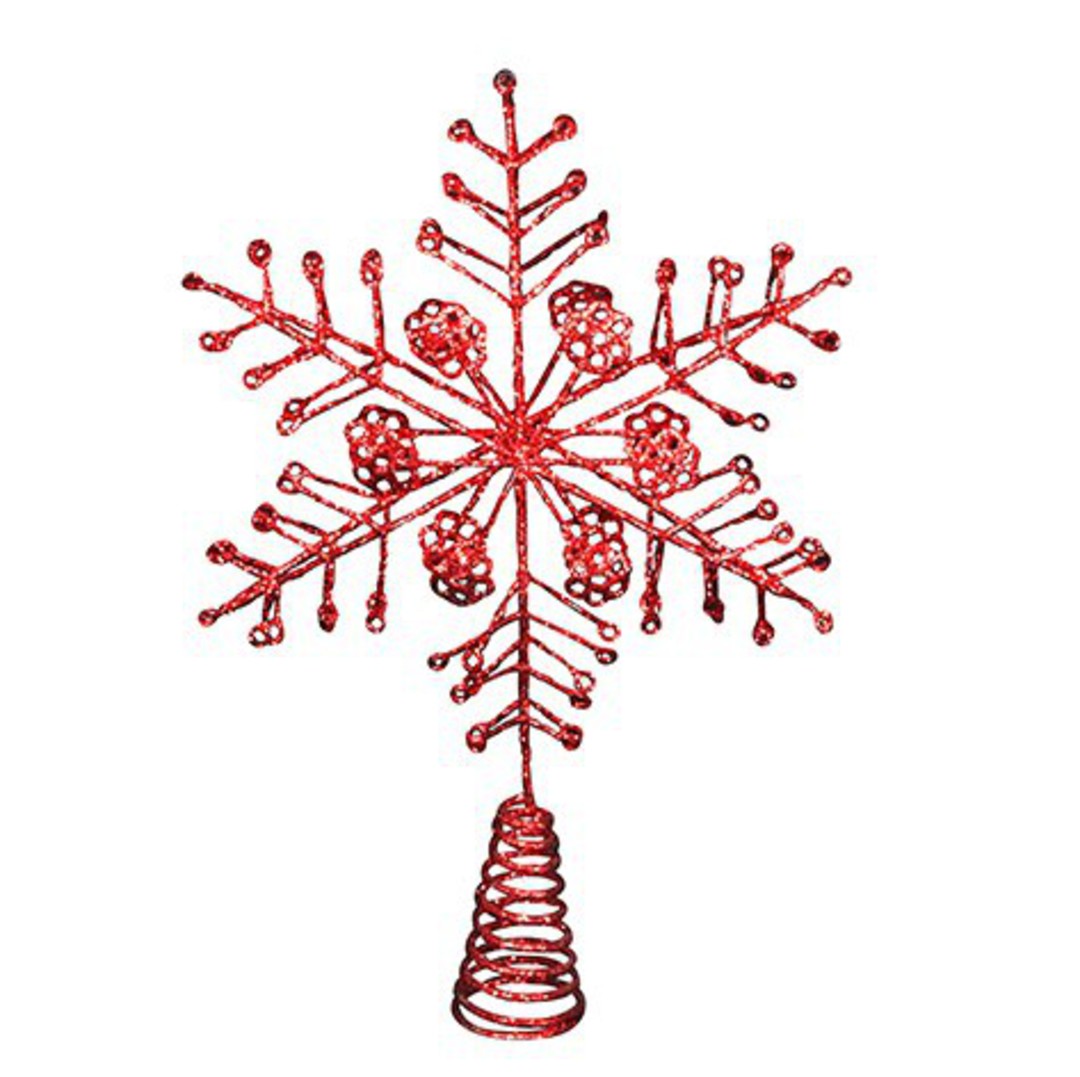Red Wire Snowflake Topper 34cm image 0